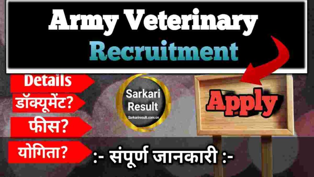 Army Veterinary Corps Recruitment 2026 – Indian Army RVC SSC 95th Course