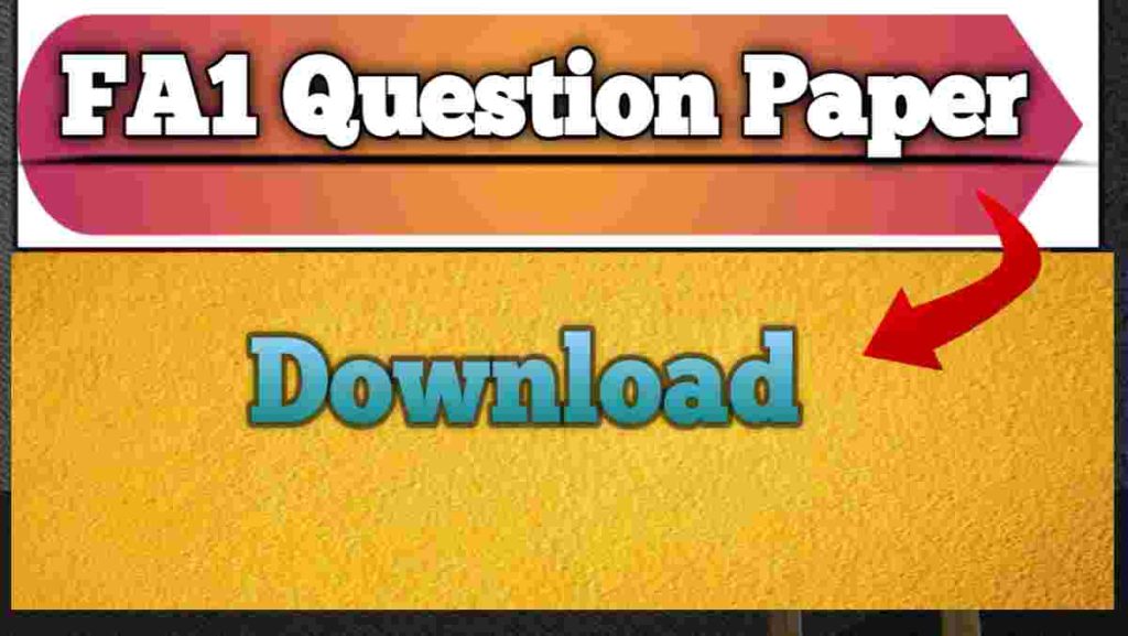 FA1 Question Paper PDF Download (Class 1–10 All Subjects) – Formative Assessment 1